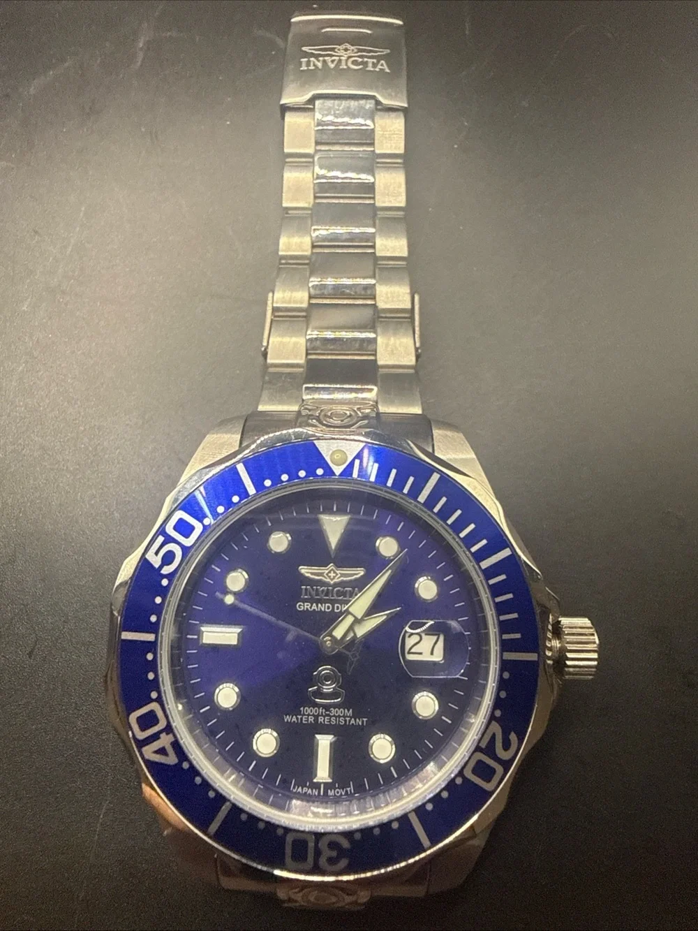 Invicta Grand Diver Blue Dial Stainless Steel Watch